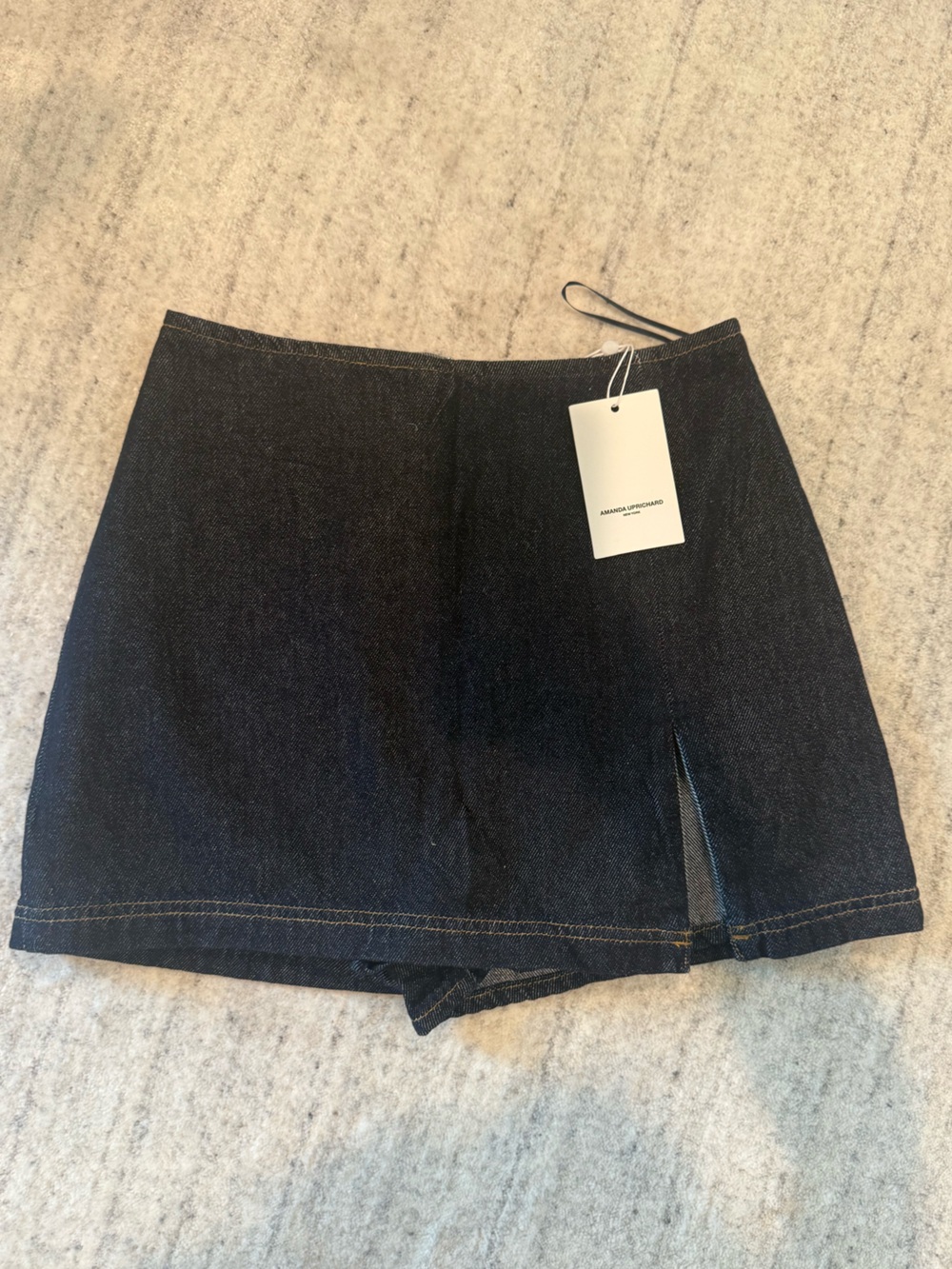 Amanda Uprichard Dark Denim Mini Skort with Front Slit